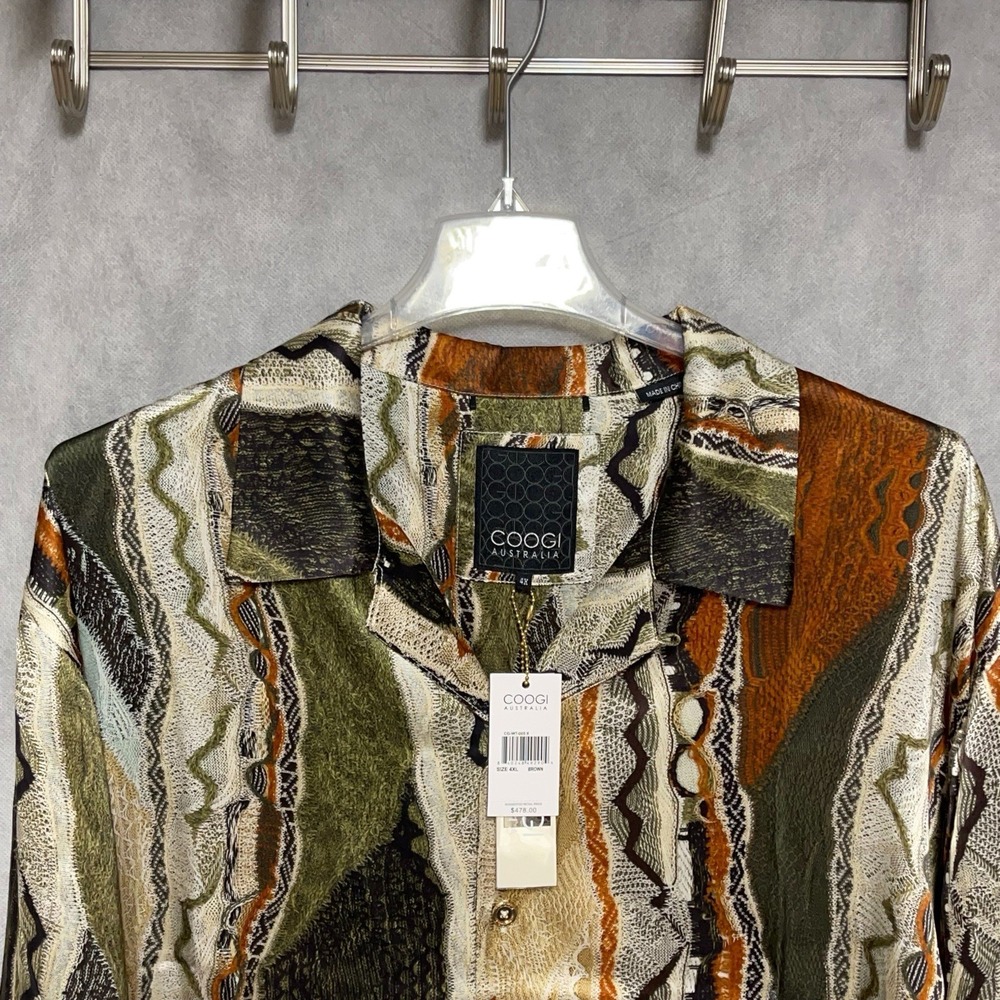 NWT Coogi Shirt Men 4XL Multi Silk Satin Printed Ultra Lightweight Vibrant Luxe